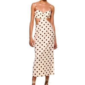 Zara NWT midi length cut-out polka dot dress